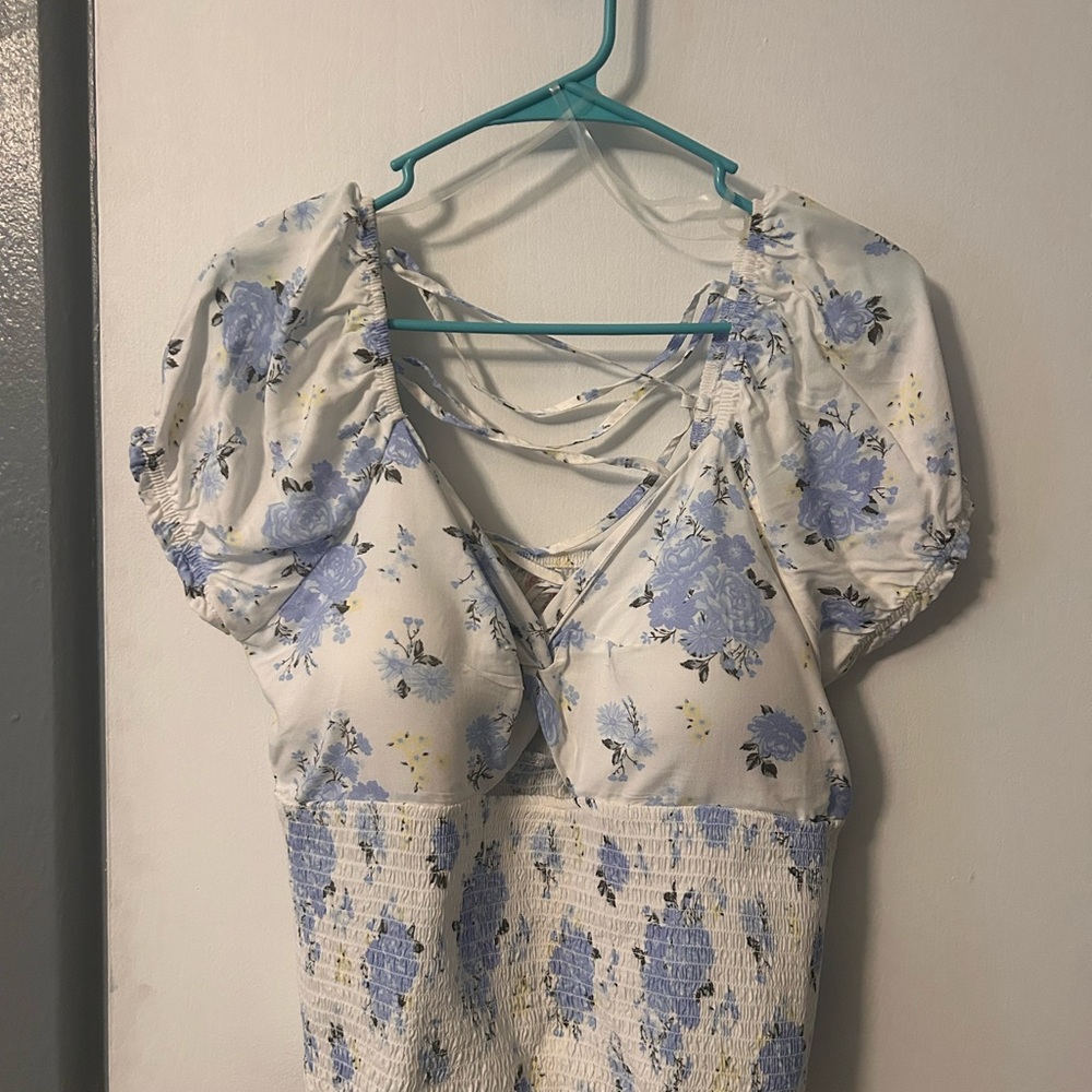 No Boundaries Blue Floral Blouse